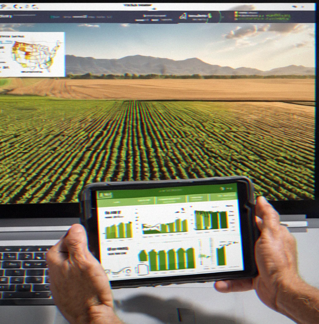 Farmer checking their phone for an irrigation alert with soil moisture data and weather forecast right there on the screen