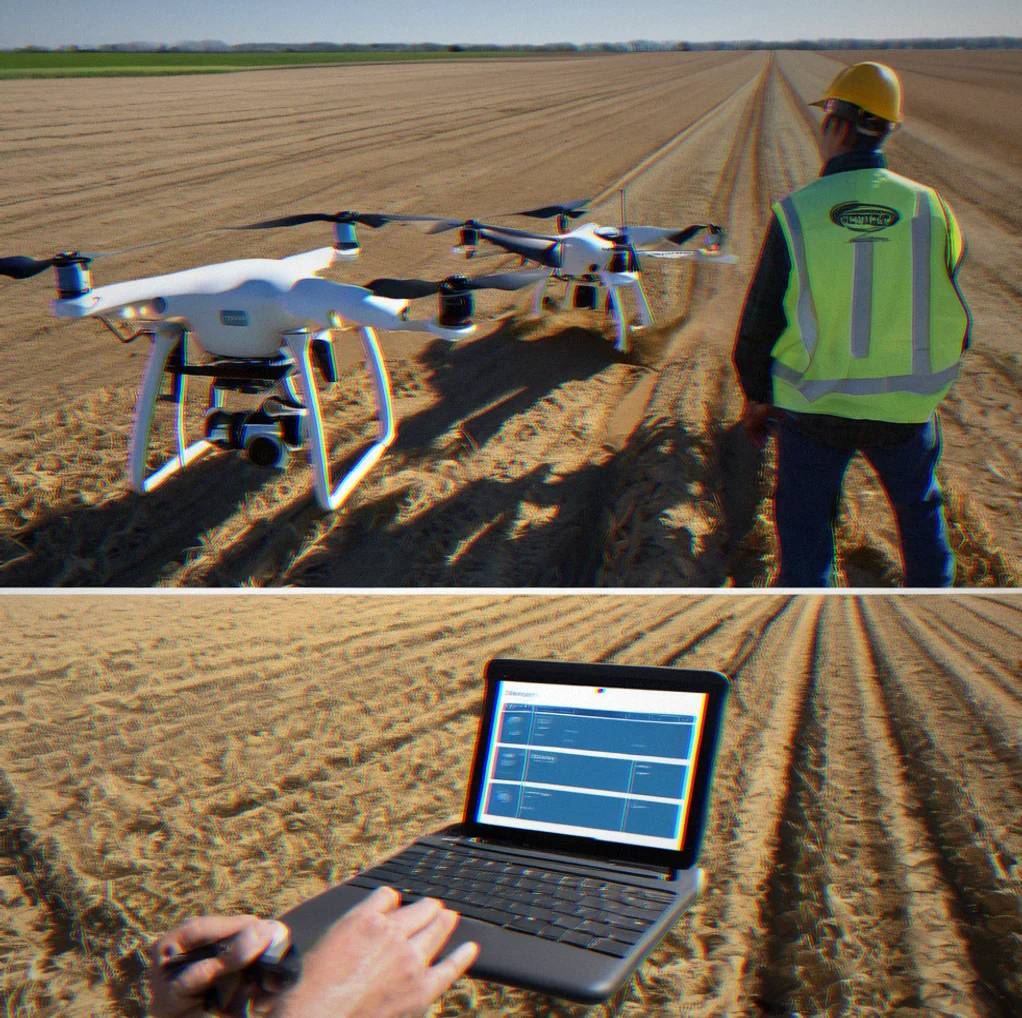 Custom applicator reviewing field records in FieldDriver to document which equipment sprayed what and when for liability